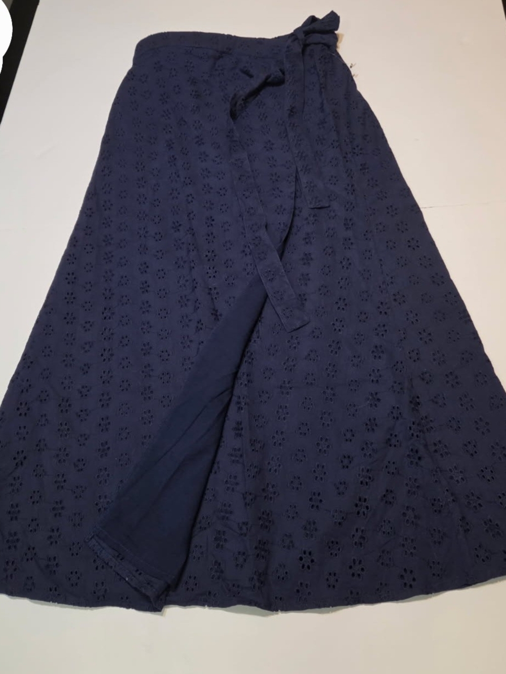 Tularosa Navy Eyelet Wrap Maxi Skirt